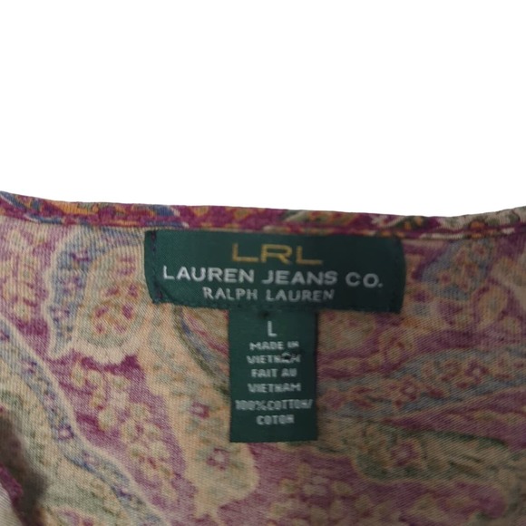 EUC Ralph Lauren Multicolor Cotton Blouse Women L - Picture 3 of 3